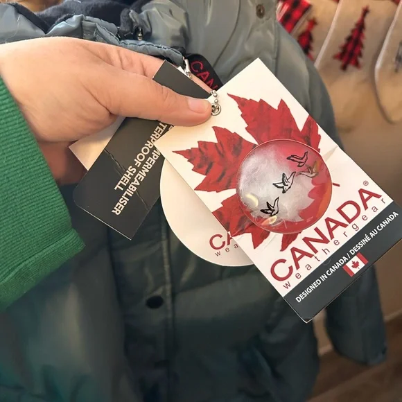 Canada  Teal Puffer Jacket with Fur Hood - Picture 4 of 8